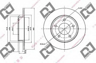 DJ PARTS bd1722 -  Тормозной диск